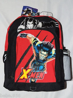 NUEVO CON ETIQUETAS ~X-MEN ~ MOCHILA DE LONA ROJA CON BOTELLA DE AGUA 16" X 13" Foto 1 de 4