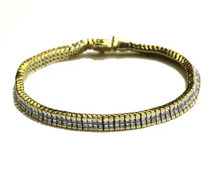 18k Gelbgold 5ct VS1 G Princess Diamant Tennis Armband 31g Unikat 7 3/4" - Bild 1 von 10
