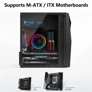 Home Office PC Case M-ATX ITX Side Transparent Computer Case Gaming Desktop Case - Afbeelding 1 van 15