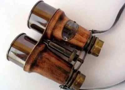 Nautical Vintage Brass Binoculars Antique Finish Gift Telescope Leather Pearl Ne - Image 1 of 4