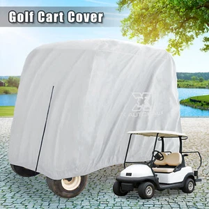 2 Passenger Golf Cart Cover 400D Sunproof Golf Cart Protective Cover Silver Tone - Picture 1 of 7