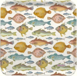 British Fish Design - Emma Ball Colourful Melamine Square Tray - 29cm - Picture 1 of 1