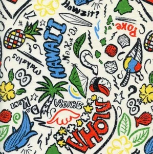 Hawaiian Food and Sayings Beige Quilt Sew Fabric TRANS-PACIFIC - Picture 1 of 1