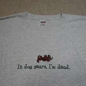 RARE Vintage 2001 Anvil "In Dog Years I'm Dead" T-Shirt Size 2X Heather Gray XXL - Picture 1 of 12