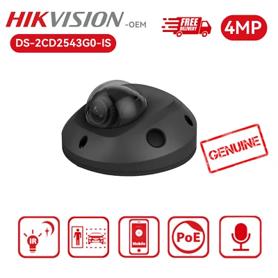 Hikvision OEM DS-2CD2543G0-IS 4MP Mini Wedge Dome IP Camera Audio I/O Black