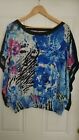 Women's Avenue Silky Colorful Floral Drop Waist Relaxed Fit Stylish Blouse 14/16