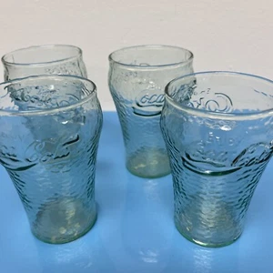 4er Set Coca Cola grün getöntes Glas - mit Aufschrift "Enjoy Coke- Enjoy Coca Cola" - Bild 1 von 3
