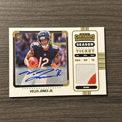 2022 Contenders Football Velus Jones Jr. Rookie Patch AUTO RPA Chicago Bears - Image 1 of 2