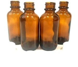 3 oz Amber Empty Glass round bottle with locking screw cap Lot of 4 Bottles - Picture 1 of 10