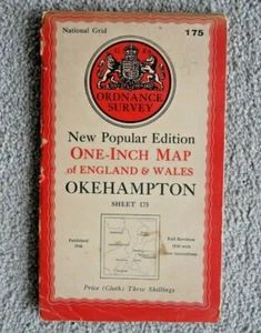 OKEHAMPTON ORDNANCE SURVEY ONE INCH MAP OF ENGLAND & WALES 1946 SHEET 175   N650 - Imagen 1 de 8