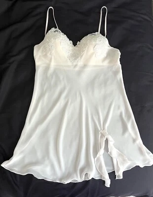 Linea Donatella MEDIUM Pink Lace Trimmed Babydoll Pearls Padded Underwire READ a - Image 1 of 4