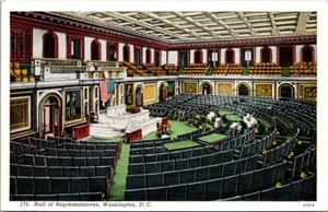 Washington DC Hall of Representatives White Border Vintage Postcard Unposted - Picture 1 of 2