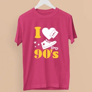 I Love 90s T-shirt Festival Events Hen Party Costume Disco Club Slogan Gifts - Picture 1 of 22