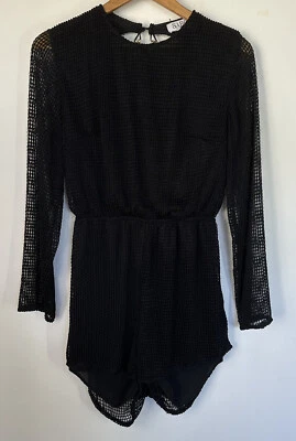 Sabo Skirt Playsuit Womens Size M Medium Black Mesh Backless Gold Chain - Image 1 of 4