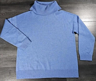 NUEVO CON ETIQUETAS Woolovers Capucha Cuello Jersey Mujer M Azul Lana Merino Cachemira Tejido Suéter Foto 1 de 4