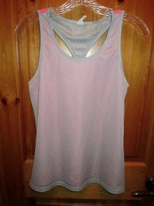 Danskin Now REVERSIBLE MESH TANK TOP Racerback Size SMALL 4-6 Gray Pink - Picture 1 of 4