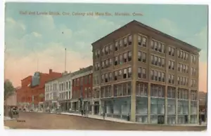 MERIDEN CT HALL AND LEWIS BLOCK MAIN ST VINTAGE POSTCARD 1914 42221 Q - Picture 1 of 2