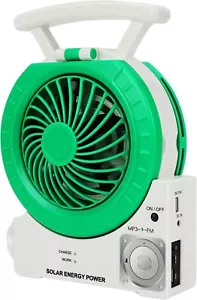 Multi function Solar Fan Electric Outdoor Fishing Fan with MP3 Table Lamp Torch - Picture 1 of 8