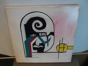 Abstract Moka Mask Oil Painting on canvas By Inmate At Stateville Prison 14by14 - Picture 1 of 3