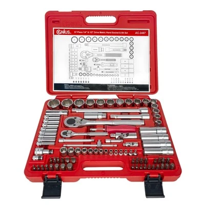 Genius Tools 87 peças 1/4" e 1/2" Dr. Conjunto de ferramentas Metric Master - AC-2487 - Imagem 1 de 4