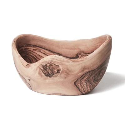 Olive Wood 10-inch Handcrafted Rustic Oval Bowl - Image 1 of 2