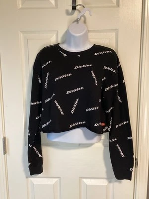 Negro Dickies Recortado Manga Larga Ligero Sudadera-Talla Grande Foto 1 de 4