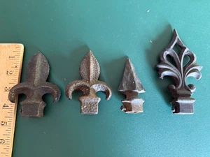 4 Old Finals Vintage - Spear, Arrowhead.  Iron Fence Post Tops - Picture 1 of 9