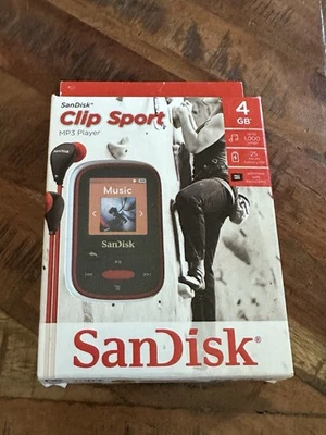 SanDisk Clip Sport 4GB MP3 Player LCD Screen Red SDMX24-004G NEW - Image 1 of 2