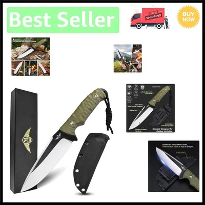 Cuchillo de hoja fija resistente al óxido con cómodo mango y funda verde G10 Foto 1 de 4