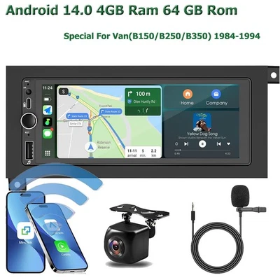 For 1984-1994 Dodge Van B150 B250 B350 Android 14 Carplay Car Stereo GPS WIFI 4G - Image 1 of 4