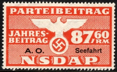 Vintage Nazi Germany Dues Stamp NSDAP Annual Membership Party Contribution 87.60 - Image 1 of 4