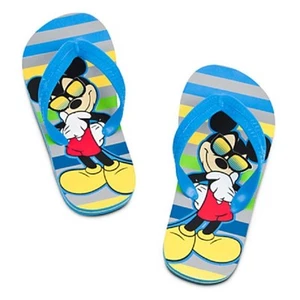 DISNEY STORE MICKEY MOUSE FLIP FLOPS BOYS SIZE 5/6 CUTE MICKEY SCREEN ART NWT - Picture 1 of 2