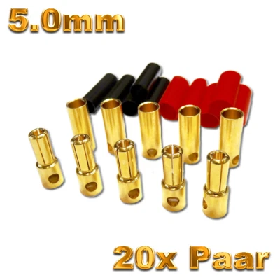 20 pares de 5 mm 5,0 mm 5 mm enchufe de oro hembra tubo termorretráctil Lipo ... - Imagen 1 de 4