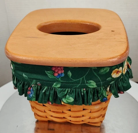 Longaberger 1997 Tissue Box Combo Basket with Lid & Liner Plastic Insert Video Cover