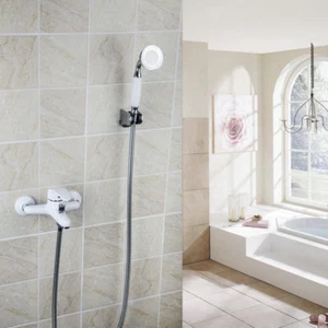 Grifos de latón liso montados en pared de baño grifo mezclador pintura blanca mango único - Imagen 1 de 10