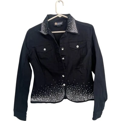 Christine Alexander Jacket With Rhinestone Womens Small Black Long Sleeve Button - Image 1 of 4