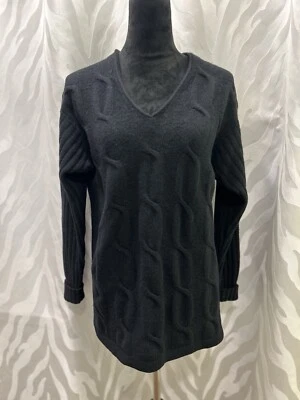 Suéter Pullover The Limited Negro Lana de Cordero Mezcla Angora Cuello en V Talla M Foto 1 de 4