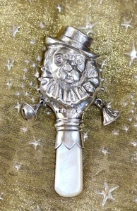Sterling & Mother of Pearl Baby's Rattle Teether Mr Punch's Dog Toby 1925 af - Bild 1 von 18