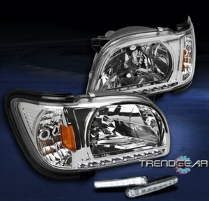 2001-2004 TOYOTA TACOMA PICKUP LED CHROME CRYSTAL HEADLIGHT+BUMPER DRL 2002 2003 - Picture 1 of 4