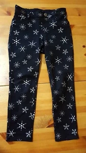 Little Girls Black with Silver Snowflakes Jeggings/Pants Size 4T Stretch EUC!!! - Picture 1 of 4