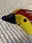 Art Glass Red Bird Blue Beak Yellow Head Figure Paperweight