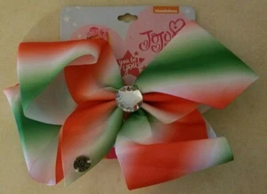 JoJo Siwa Christmas Holiday Red Green White Jewel Large Signature Hair Bow  - Picture 1 of 3