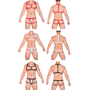 Mens Bodysuit Gay Chest Harness See Through Body Belt Erotic Nightwear Sissy - Picture 1 of 42