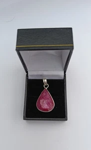 Vintage Glas gefüllt Rubin Anhänger in Sterling Silber 925 sehr große Träne - Bild 1 von 9