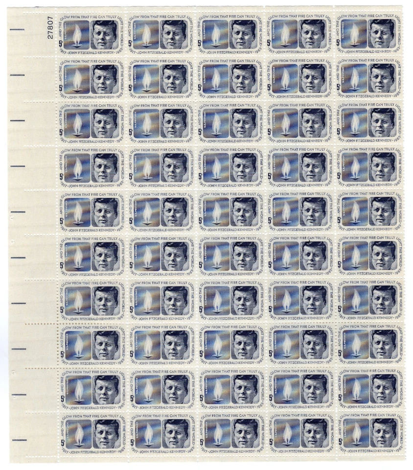 Scott #1246 John Fitzgerald Kennedy 5¢ Sheet of 50 Stamps - MNH P#27807 UL - Image 1 of 1