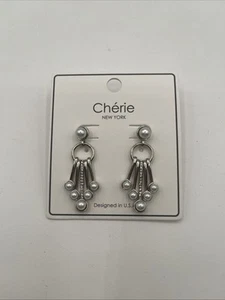 Cherie New York Silber 5 Strang Ohrhänger mit Perlen und Strass Neu - Bild 1 von 4