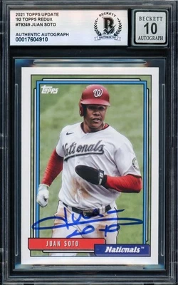 Juan Soto Auto 2021 Topps Update 1992 Redux Card T92-49 Nationals Sig 10 Beckett - Image 1 of 2