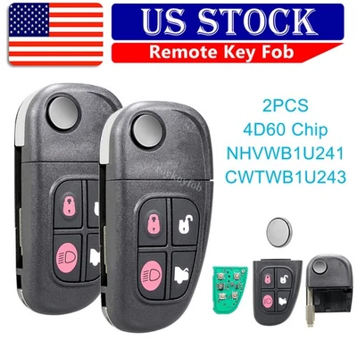 2 For 2003 2004 2005 2006 2007 2008 Jaguar S-Type X-Type XJ8 Remote Flip Key Fob - Image 1 of 4