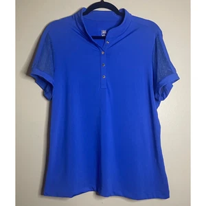 Tail Large Royal Blue Activewear Mesh Sheer Short Sleeve Golf Tennis 1/4 Snap - Picture 1 of 6
