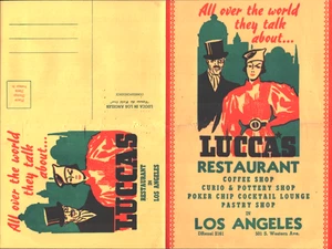 1940s LUCCA'S RESTAURANT vintage dinner & drinks menu LOS ANGELES, CALIFORNIA - Picture 1 of 2